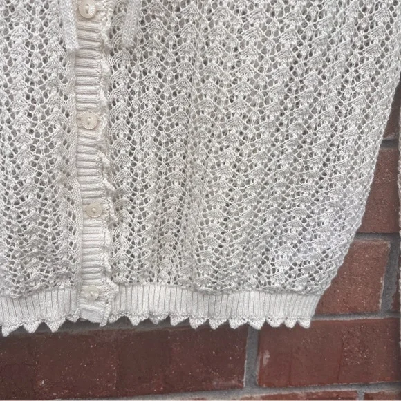 GAP x DOEN Linen-Blend Pointelle Cardigan in Chino Beige Size XS - Picture 7 of 12